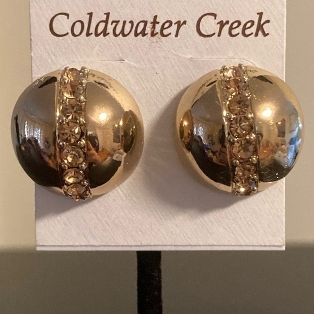 Coldwater Creek golden tone and rhinestone earrings
